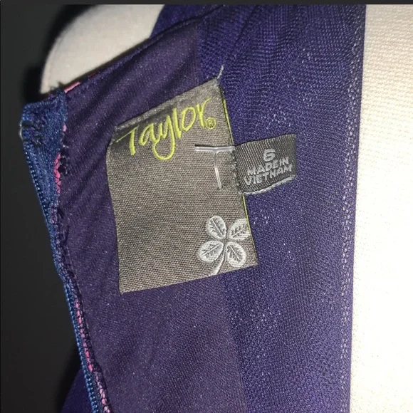 Taylor Navy Blue Pink Floral Sleeveless Maxi Dress - Picture 7 of 8